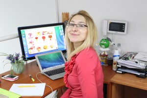 Margarita Malyshchyk at her desk. Photo via Blue Sky Talent Company