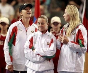 Olga Govortsova with her Belarus teammates